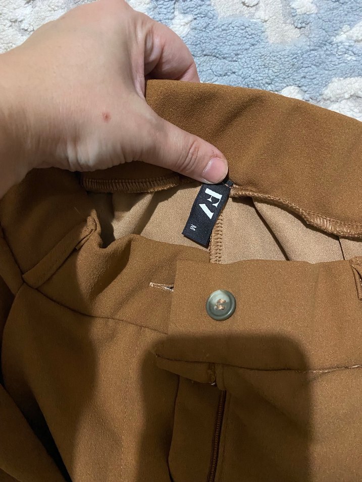 Kahverengi Parlak Kadın Midi Kumaş Pantolon - Görsel 4