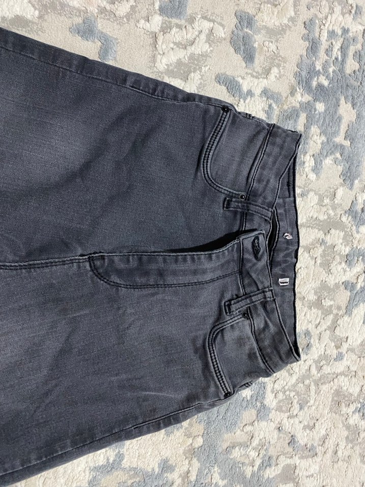 Gri Bağcıklı Bağlamalı Skinny Denim Jean - Görsel 3