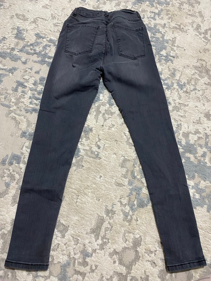 Gri Bağcıklı Bağlamalı Skinny Denim Jean - Görsel 4