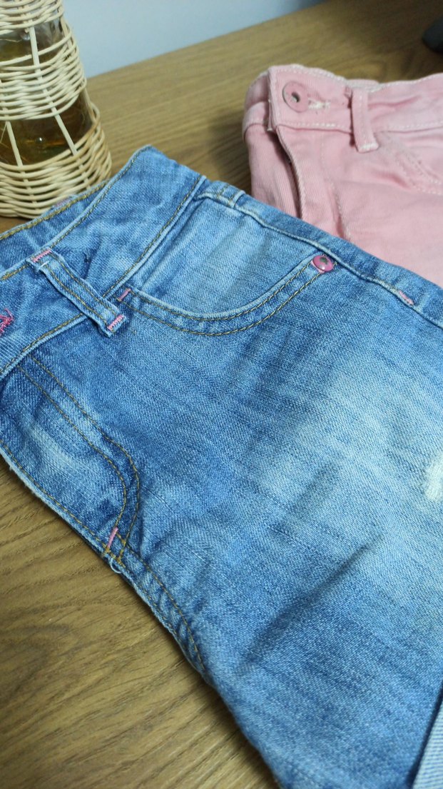 Kız Çocuk Pembe ve Mavi Denim Şort - Görsel 2