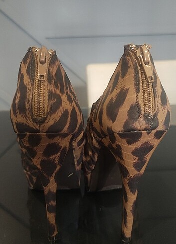 Nine West Leopar platform topuklu tül detay topuklu ayakkabı 