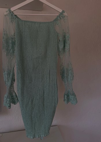 Dantel İşlemeli Straplez Mini Elbise - Görsel 6