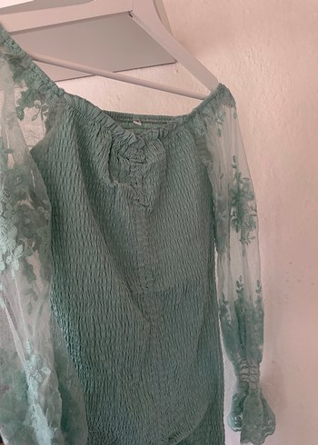 Dantel İşlemeli Straplez Mini Elbise - Görsel 5