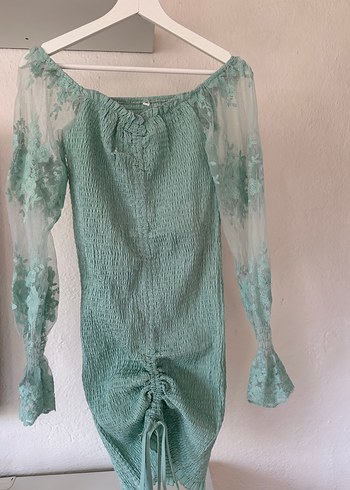 Dantel İşlemeli Straplez Mini Elbise - Görsel 3