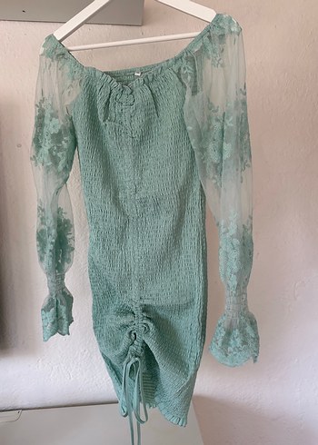 Dantel İşlemeli Straplez Mini Elbise - Görsel 4