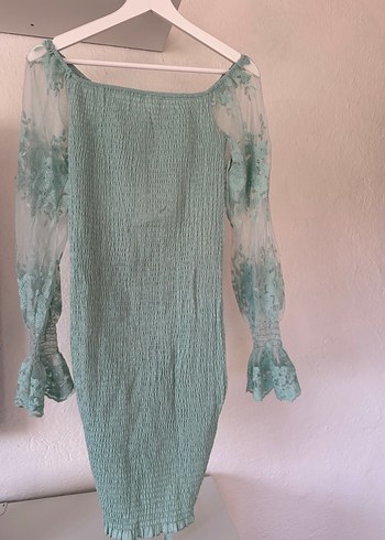 Dantel İşlemeli Straplez Mini Elbise - Görsel 7