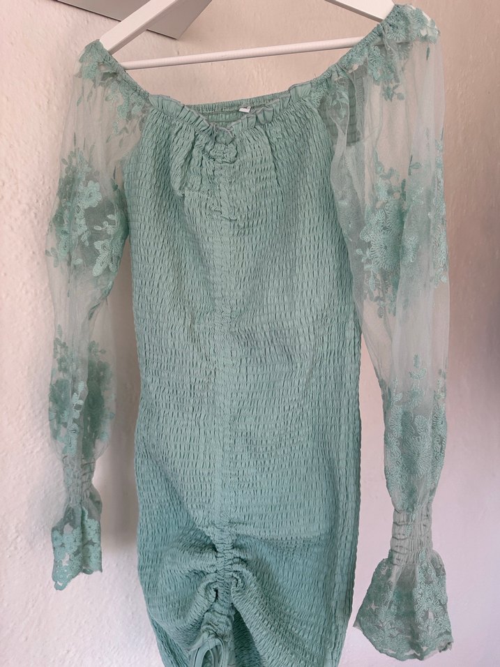 Dantel İşlemeli Straplez Mini Elbise - Görsel 2