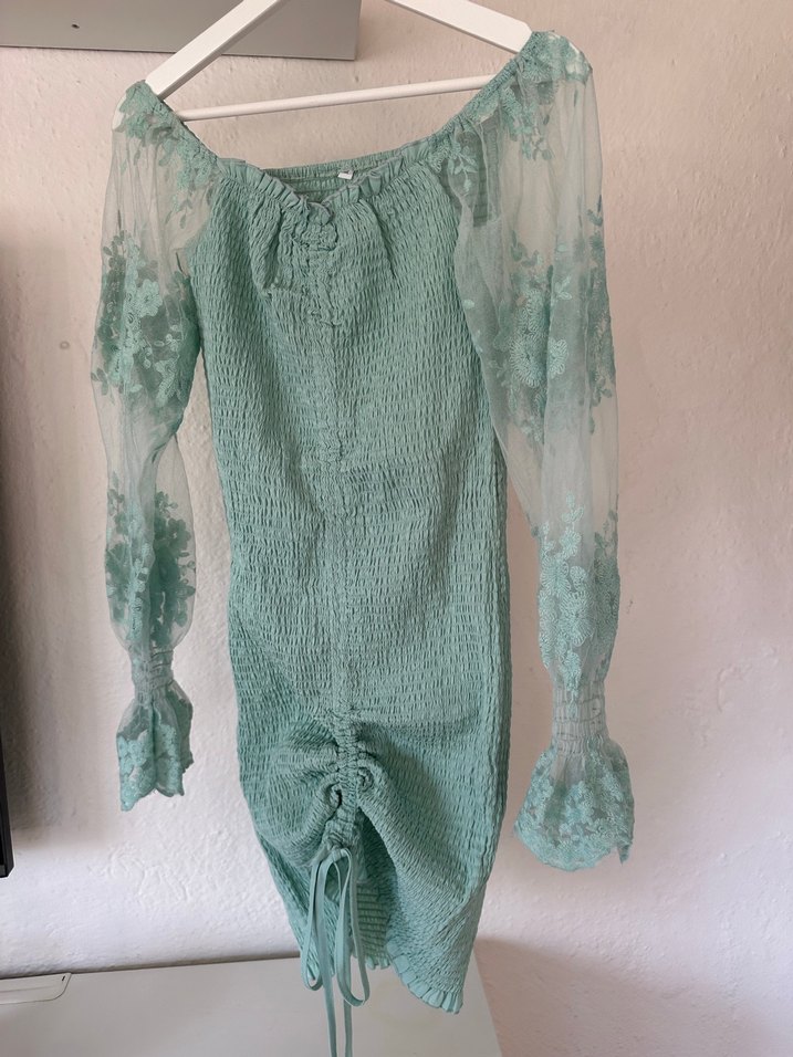 Dantel İşlemeli Straplez Mini Elbise - Görsel 4