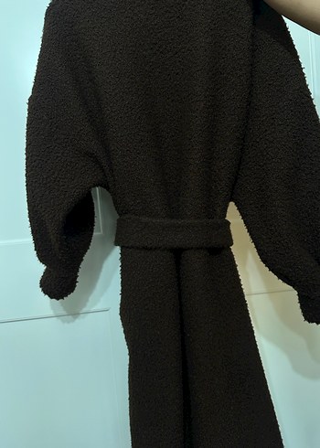 Kahverengi Kemerli Uzun Kadın Kaban - Görsel 6