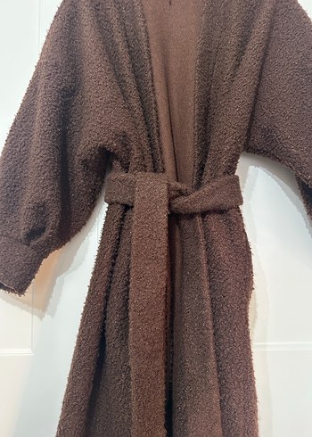 Kahverengi Kemerli Uzun Kadın Kaban - Görsel 4