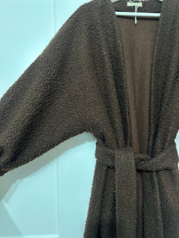 Kahverengi Kemerli Uzun Kadın Kaban - Görsel 5