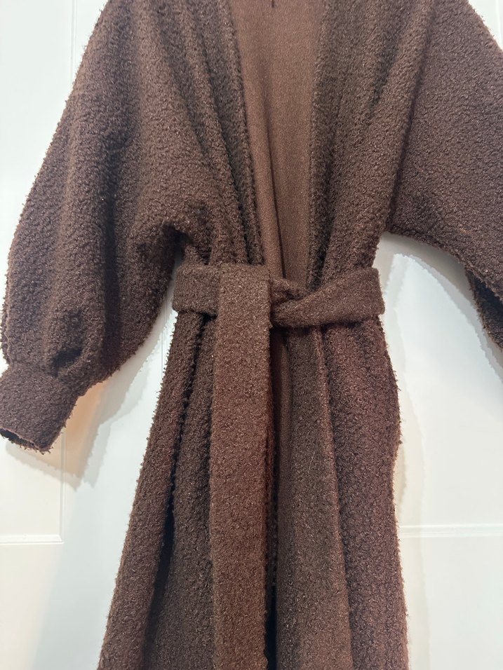 Kahverengi Kemerli Uzun Kadın Kaban - Görsel 4