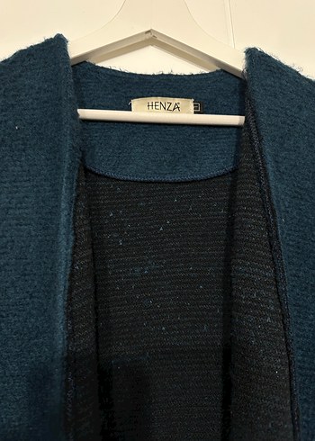 Mavi Uzun Örgü Kadın Kaban astarsız - Görsel 3