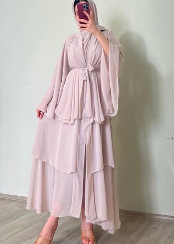 Üç katlı şifon abaya - Görsel 3