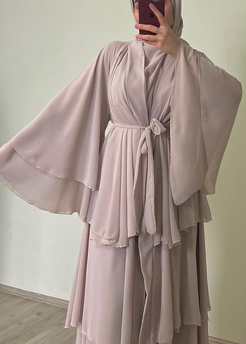 Üç katlı şifon abaya - Görsel 2
