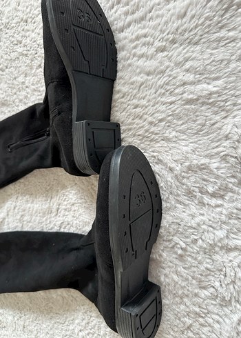 Siyah Süet Dizüstü Fermuarlı Çizme - Görsel 5