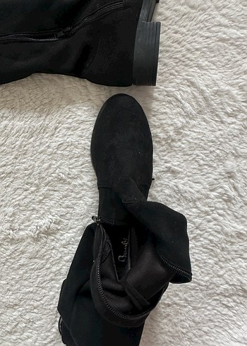 Siyah Süet Dizüstü Fermuarlı Çizme - Görsel 4