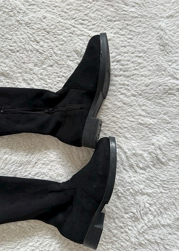 Siyah Süet Dizüstü Fermuarlı Çizme - Görsel 3