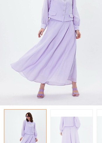 Düğmeli lila takım - Görsel 3