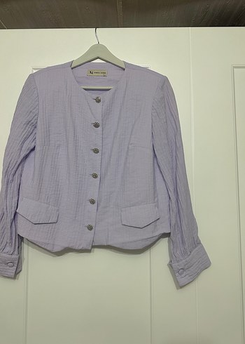 Düğmeli lila takım - Görsel 5