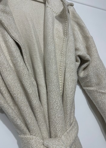 Bej incili astarsız kaban - Görsel 3