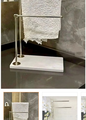 Mermer Tabanlı Metal Havlu Askısı - Görsel 2