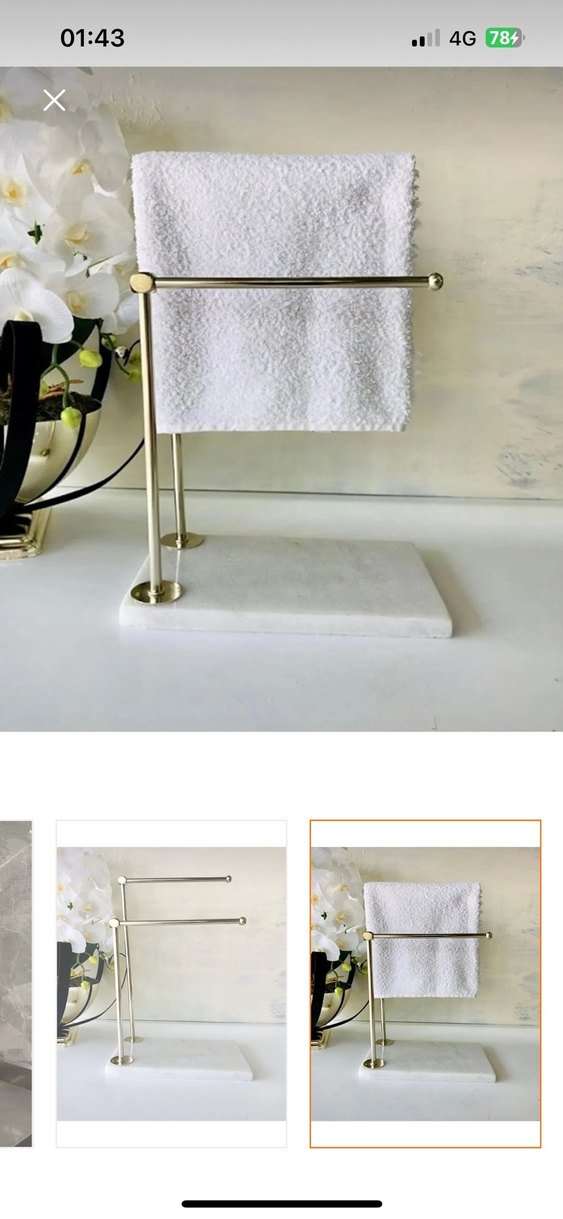 Mermer Tabanlı Metal Havlu Askısı - Görsel 3
