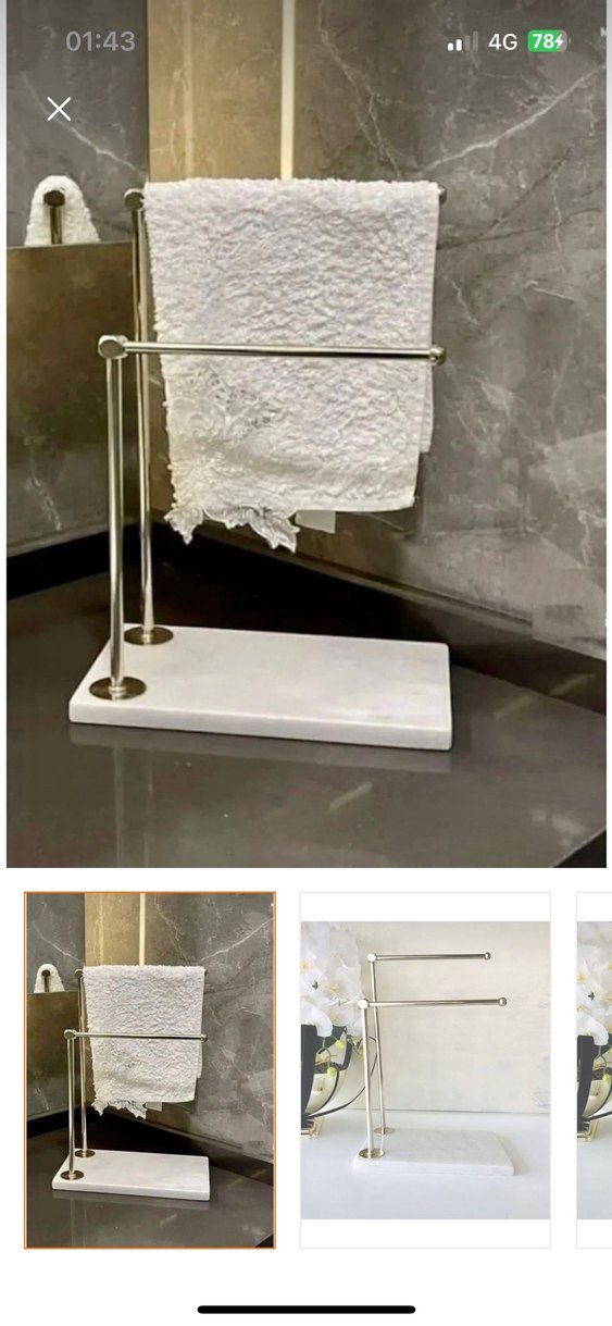Mermer Tabanlı Metal Havlu Askısı - Görsel 2