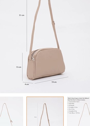 Bej Deri Kadın Çanta 120 cm Askılı - Görsel 2