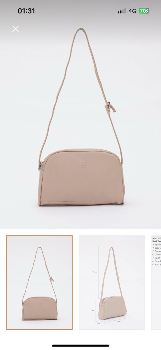 Bej Deri Kadın Çanta 120 cm Askılı - Görsel 3