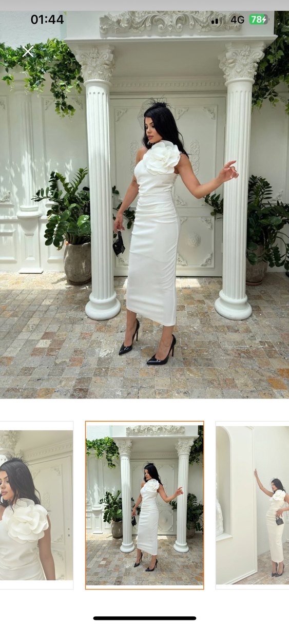 Çiçek Detaylı Mini Straplez Beyaz Gelinlik - Görsel 2