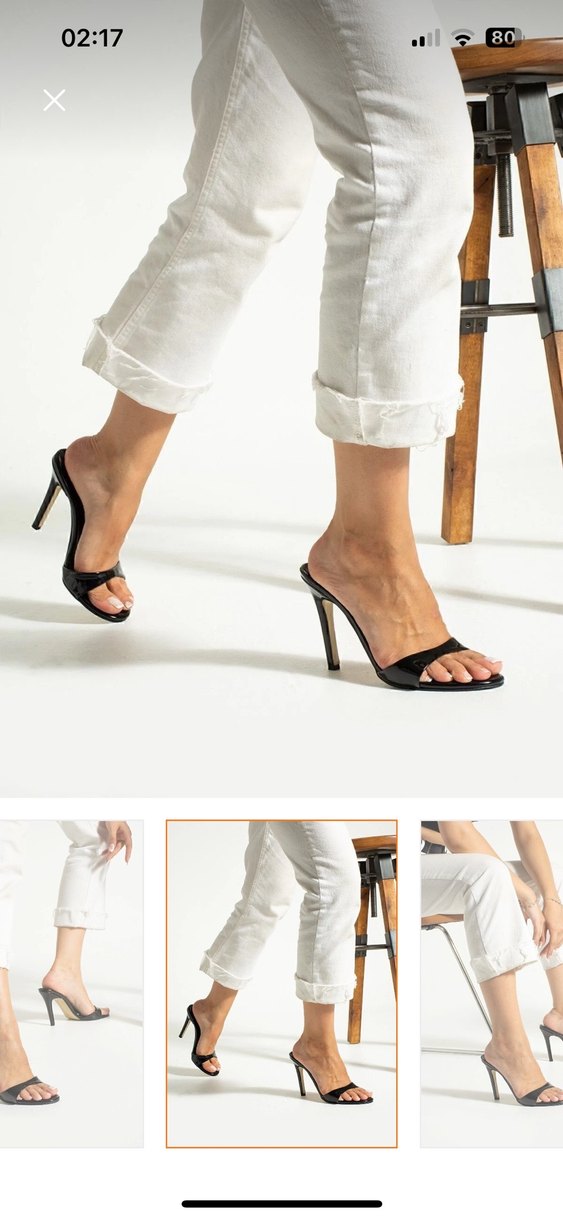 Siyah Parlak Yılan Desenli Stiletto Terlik - Görsel 2