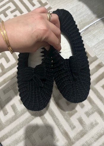 Kadın Siyah Örgü Ev Terliği - Görsel 2