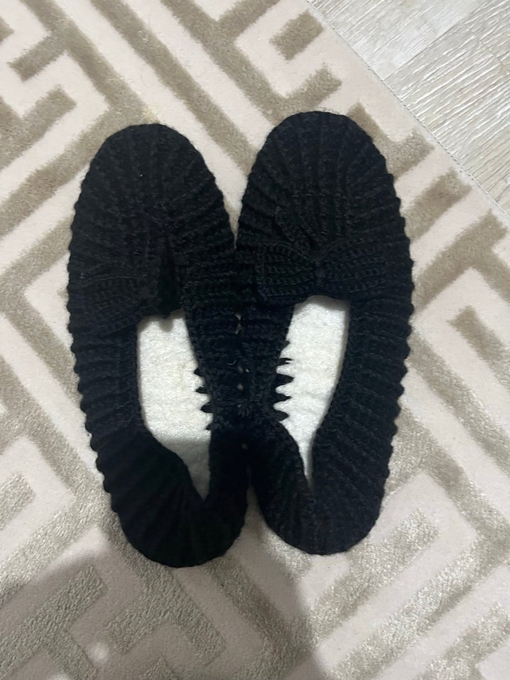 Kadın Siyah Örgü Ev Terliği - Görsel 3