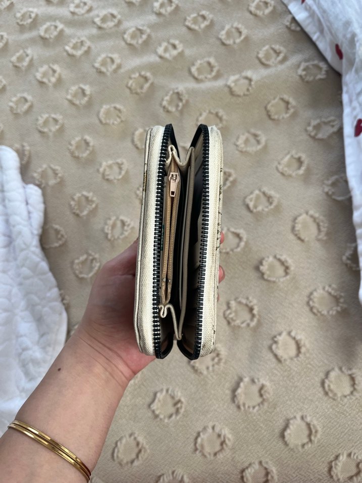 Bej Yılan Desenli Fermuarlı Kadın Cüzdanı - Görsel 2
