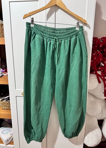Kadın Koyu Yeşil Keten Spor Eşofman oversize