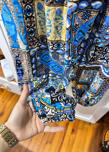 xl Beden Bohem Detaylı Desenli Kadın Pantolon