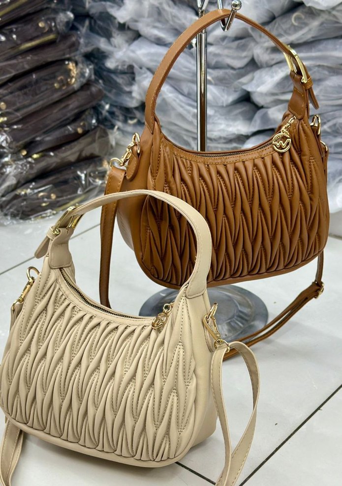 Kadın Deri Pileli Nakışlı Çanta - Görsel 2