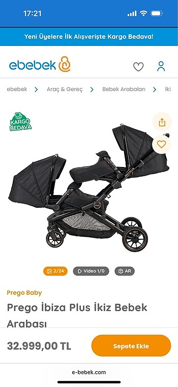 Prego Prego İkiz bebek arabası