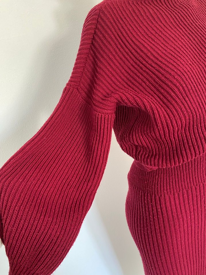 Bordo Yüksek Yakalı Uzun Triko Takım - Görsel 4