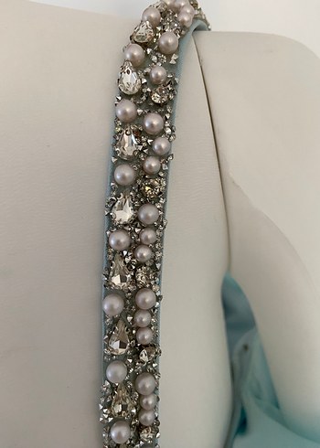 Turkuaz Drapeli Uzun Abiye Elbise - Görsel 8