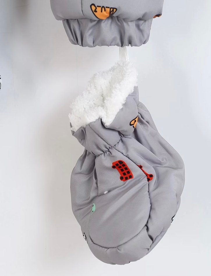 Gri Nakışlı Bebek Tulum, Kürklü Kapüşonlu - Görsel 5