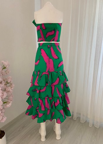 Kadın Çok Renkli Uzun Fırfırlı Takım - Görsel 2