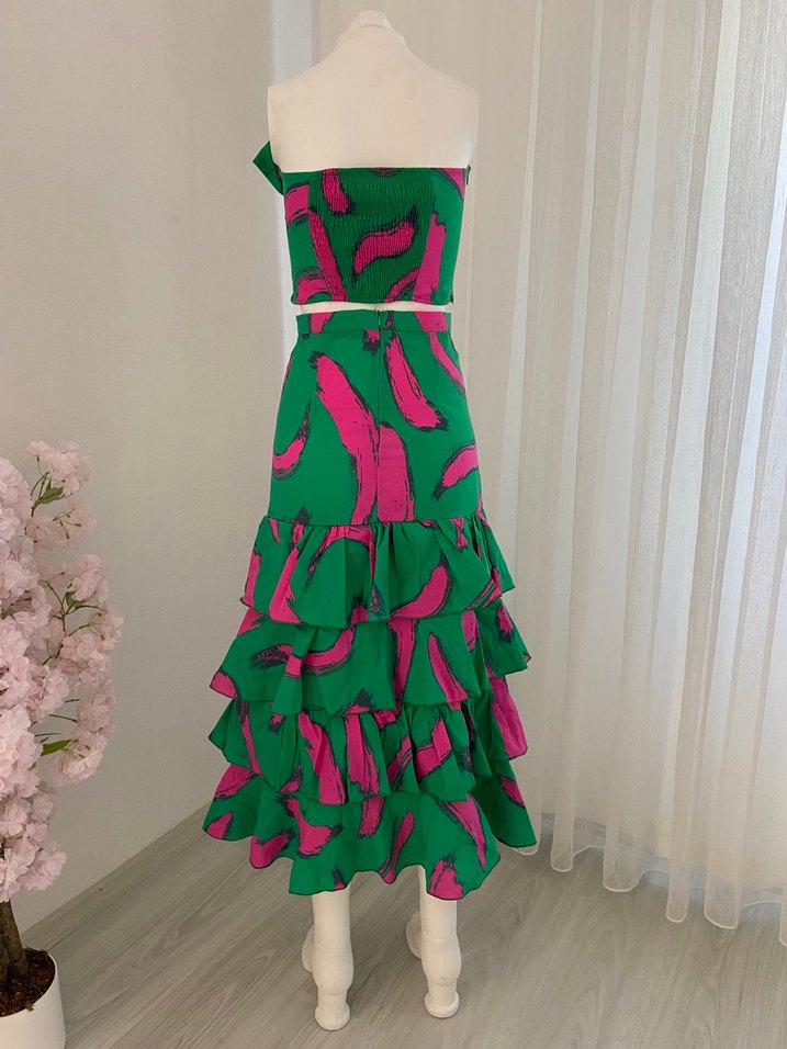 Kadın Çok Renkli Uzun Fırfırlı Takım - Görsel 2