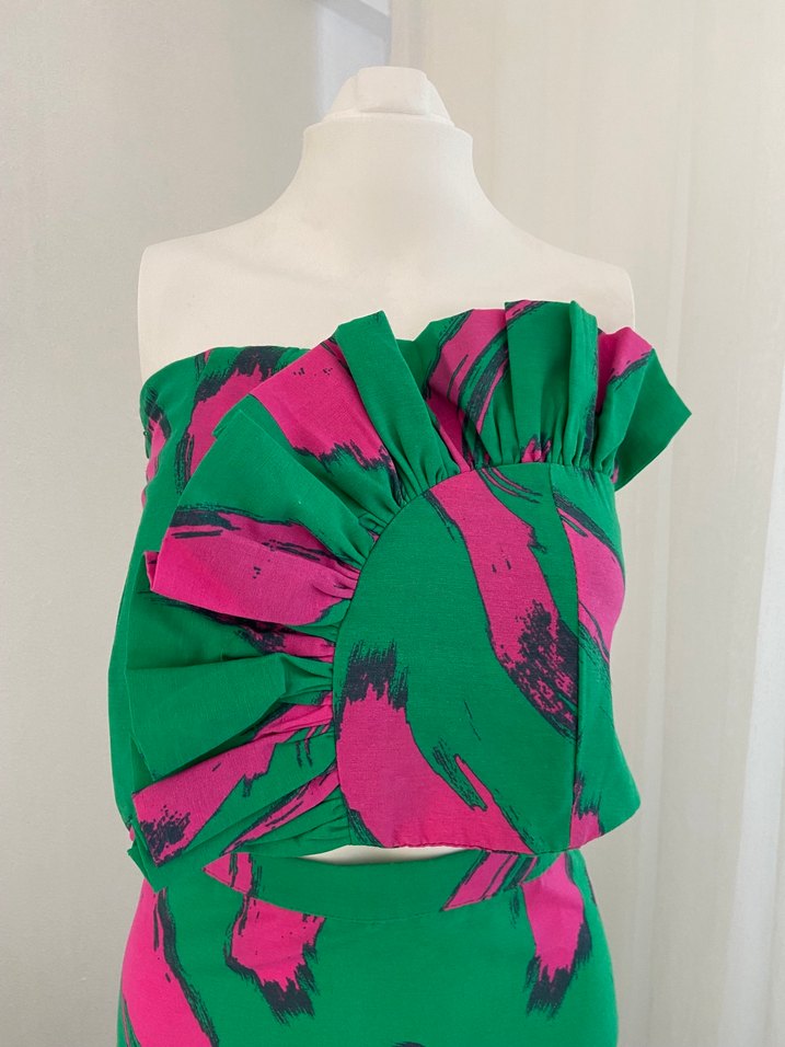 Kadın Çok Renkli Uzun Fırfırlı Takım - Görsel 3