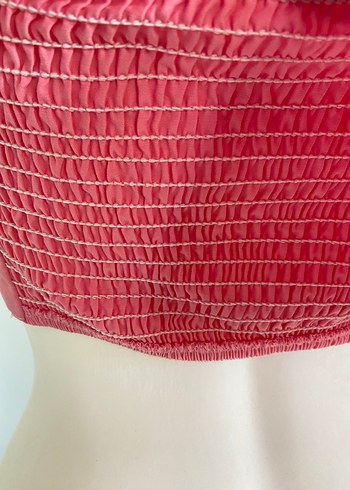 Pembe Fırfırlı Straplez Mini Bluz - Görsel 5