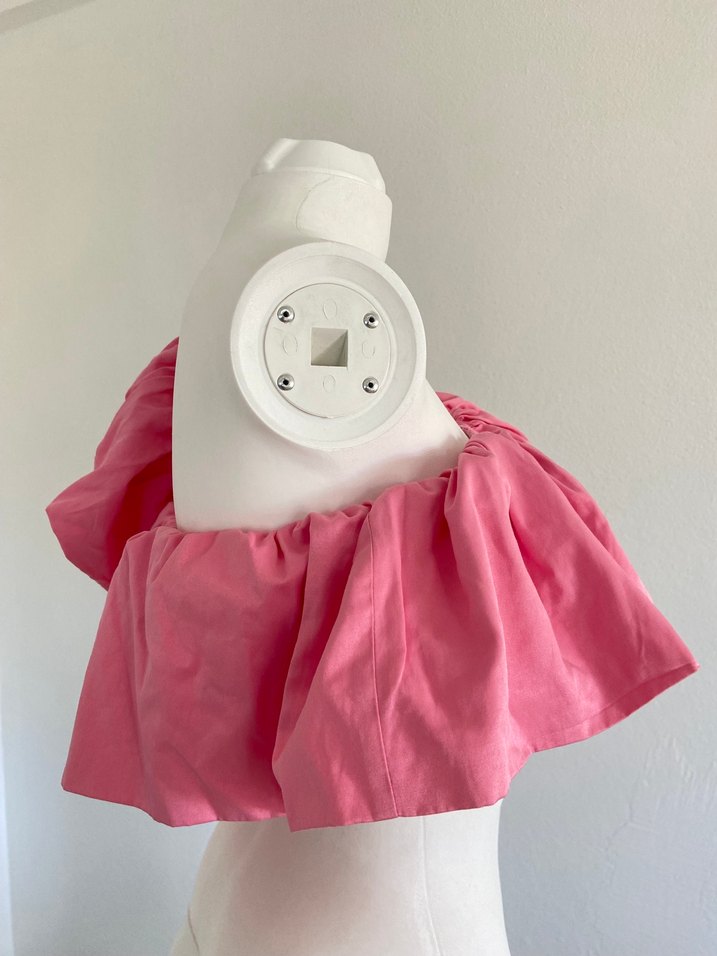 Pembe Fırfırlı Straplez Mini Bluz - Görsel 4