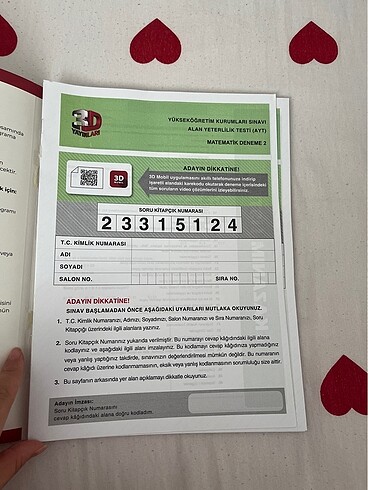  9 adet kalem değmemiş ayt matematik denemesi
