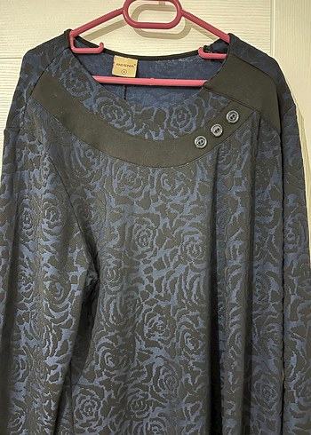 Düğmeli Lacivert Uzun Kollu Uzun Elbise - Görsel 2