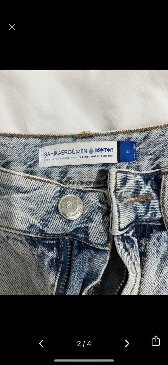 Gri Düğmeli Mini Kadın Kot Şort - Görsel 2